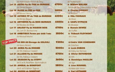 Résultats de la 8ème Vente d’Animaux Reproducteurs Belges – Août 2026